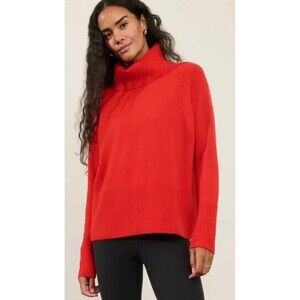 ATHLETA Red Orange Boxy Cowl Neck Turtleneck Wool Blend Sweater 2X